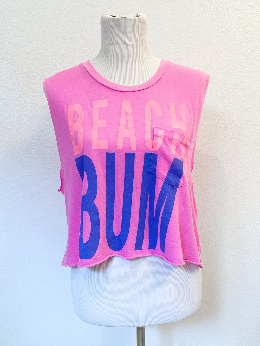 Wild Fox | ‘Beach Bum’ 100% Cotton Beach Coverup Muscle Tank Top | Neon Pink, XS